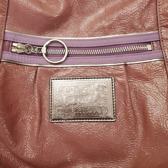 Coach Purple Patent Leather Poppy Shoulder Bag - Picture 2 of 6